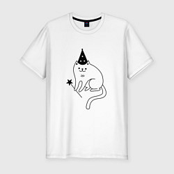 Мужская slim-футболка Кот - волшебник