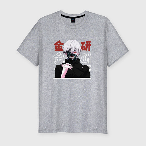Мужская slim-футболка Токийский гуль Tokyo Ghoul, Ken Kaneki Канеки Кен / Меланж – фото 1