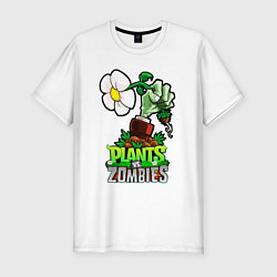 Футболка slim-fit Plants vs Zombies рука зомби, цвет: белый