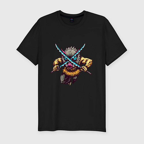 Мужская slim-футболка Иноске Хашибира с мечами Клинок рассекающий демоно / Черный – фото 1