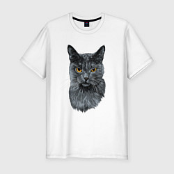 Мужская slim-футболка Русская голубая кошка
