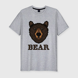 Мужская slim-футболка Пиксельный медведь
