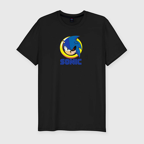 Мужская slim-футболка Old style Sonic / Черный – фото 1