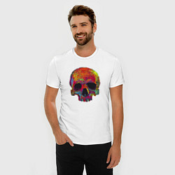 Футболка slim-fit Cool color skull, цвет: белый — фото 2