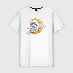 Мужская slim-футболка Единорог на облаках