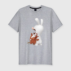 Мужская slim-футболка Бешеный кролик и курица