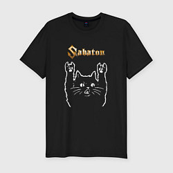 Футболка slim-fit Sabaton Сабатон Рок кот, цвет: черный