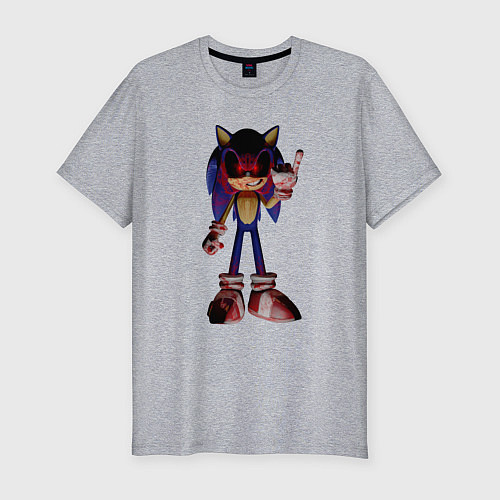 Мужская slim-футболка Sonic Exe Gesture / Меланж – фото 1