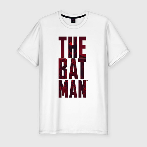 Мужская slim-футболка The Batman Text logo / Белый – фото 1