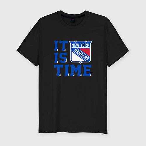 Мужская slim-футболка It is New York Rangers Time Нью Йорк Рейнджерс / Черный – фото 1