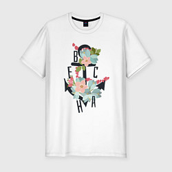 Мужская slim-футболка Якорь весенних цветов