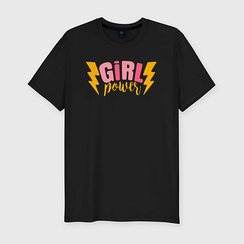 Мужская slim-футболка Lightning Girl Power / Черный – фото 1