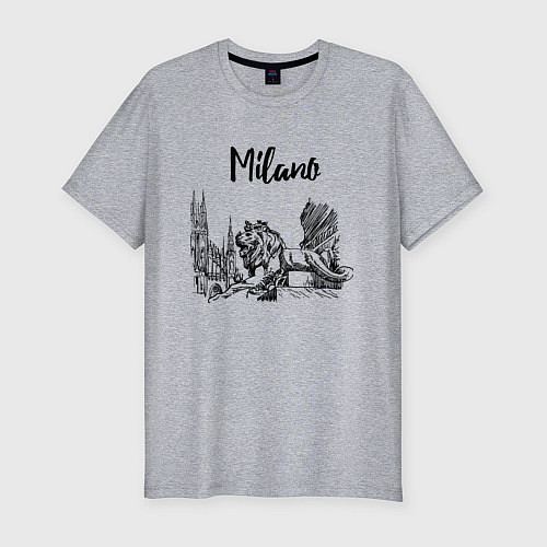 Мужская slim-футболка Италия Милан / Меланж – фото 1