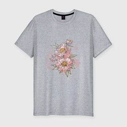 Мужская slim-футболка Нежные розовые цветы