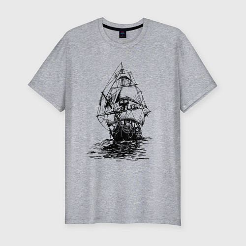 Мужская slim-футболка Pacific ocean Frigate / Меланж – фото 1