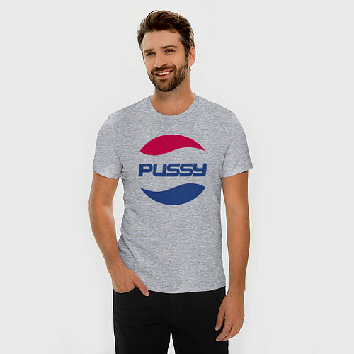 Мужская slim-футболка Pepsi Pussy / Меланж – фото 3