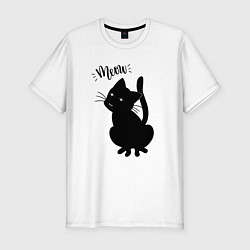 Мужская slim-футболка Кошка Луна Meow