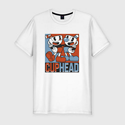 Мужская slim-футболка Cuphead and Mugman Show