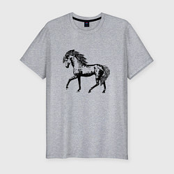Мужская slim-футболка Мустанг Лошадь