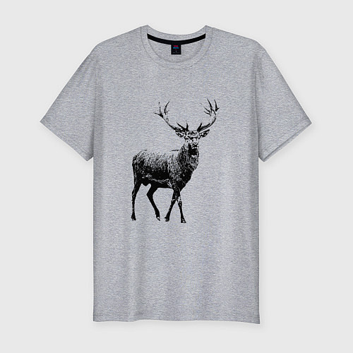 Мужская slim-футболка Черный олень Black Deer / Меланж – фото 1