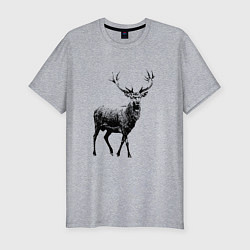 Футболка slim-fit Черный олень Black Deer, цвет: меланж