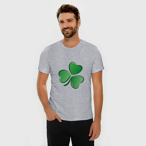 Мужская slim-футболка Ирландский Клевер День Св Патрика / Меланж – фото 3