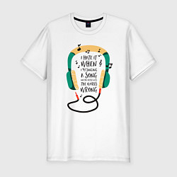 Футболка slim-fit Наушники и ноты, цвет: белый