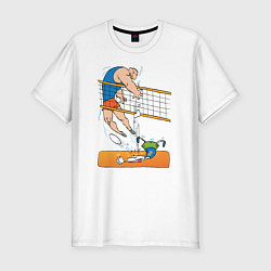 Мужская slim-футболка Мощный волейбольный удар