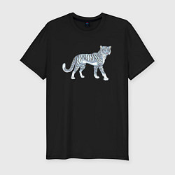 Мужская slim-футболка Водяной голубой тигр, символ 2022