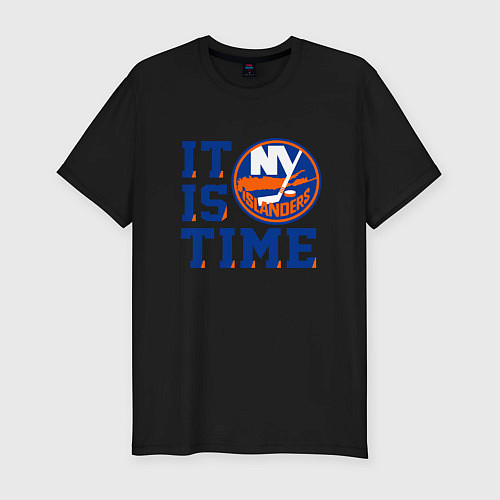 Мужская slim-футболка It Is New York Islanders Time Нью Йорк Айлендерс / Черный – фото 1