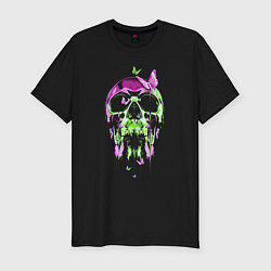 Мужская slim-футболка Skull & Butterfly Neon
