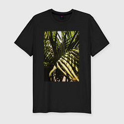 Футболка slim-fit Тропические Листья В Тени, цвет: черный
