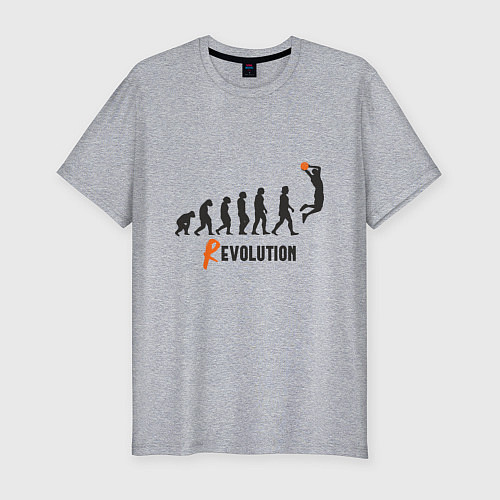Мужская slim-футболка Баскетбольная революция / Меланж – фото 1