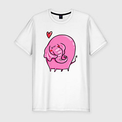 Мужская slim-футболка Влюбленный розовый слон