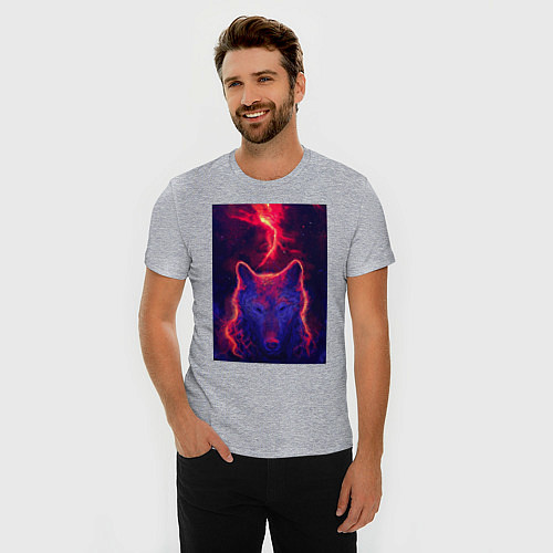 Мужская slim-футболка Огненная морда / Меланж – фото 3