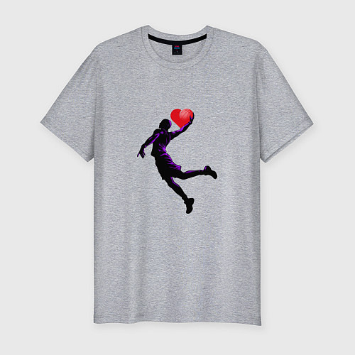 Мужская slim-футболка Сердце Баскетболиста / Меланж – фото 1