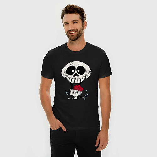 Мужская slim-футболка Smile Hype Skull / Черный – фото 3
