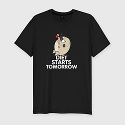Мужская slim-футболка Pug Diet Starts Tomorrow