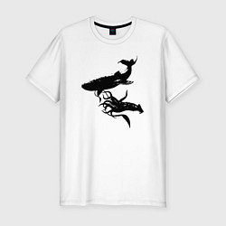 Мужская slim-футболка Кит и Кальмар