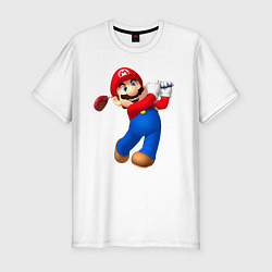 Футболка slim-fit Марио - крутейший гольфист Super Mario, цвет: белый