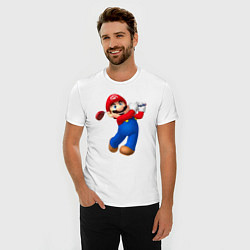 Футболка slim-fit Марио - крутейший гольфист Super Mario, цвет: белый — фото 2