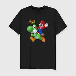 Мужская slim-футболка Mario and Yoshi Super Mario