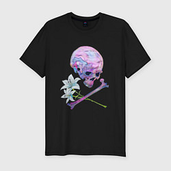 Футболка slim-fit Сорванные лилии, цвет: черный