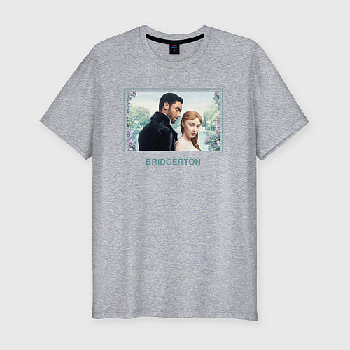 Мужская slim-футболка Bridgerton love couple / Меланж – фото 1