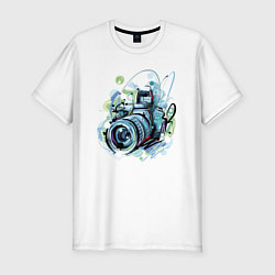 Мужская slim-футболка Фотоаппарат рисунок