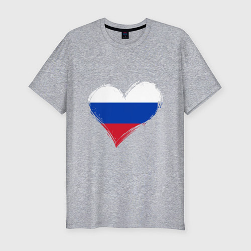 Мужская slim-футболка Russian Heart / Меланж – фото 1