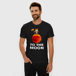 Футболка slim-fit Сиба на луне, цвет: черный — фото 2