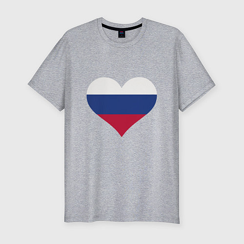 Мужская slim-футболка Сердце - Россия / Меланж – фото 1