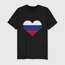 Мужская slim-футболка Сердце - Россия