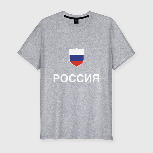 Мужская slim-футболка Моя Россия / Меланж – фото 1